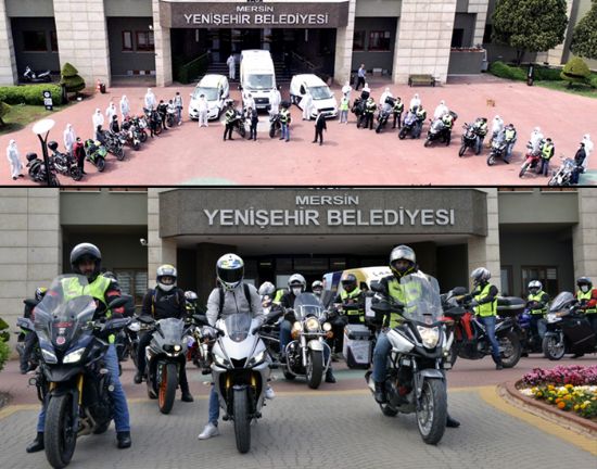 Mersin Motosiklet Spor Kul�b� Yeni�ehirde hijyen paketleri da�t�yor
