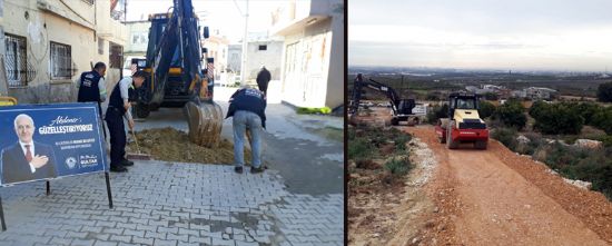  AKDEN�Z��N HER MAHALLES�NDE ALTYAPI H�ZMETLER� S�R�YOR