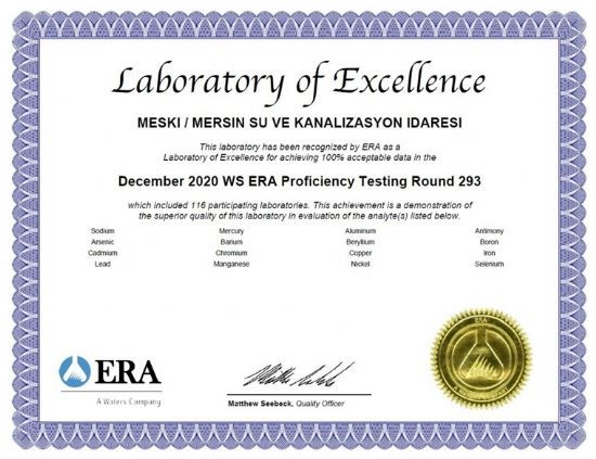 MESKݒN�N MERKEZ SU ANAL�Z LABORATUVARI �D�LE LAYIK G�R�LD�