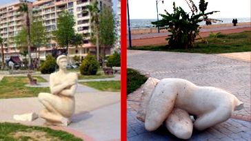 Mersin�de (N�) ��plak kad�n heykeline sald�r�